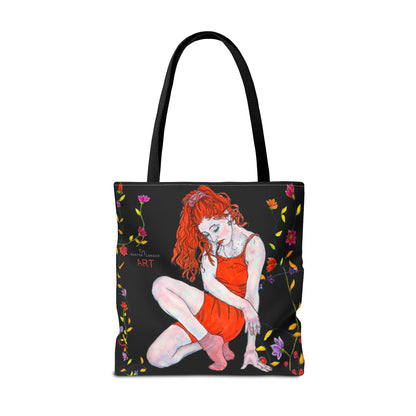 Tote Bag (AOP) - Motiv: Front Julia & Rückseite Julia, 41,44cm Schwarz, Ranken