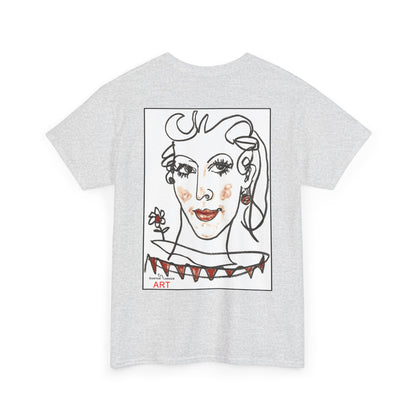 Unisex Heavy Cotton Tee - Motiv: Front Logo & Rückseite Lina, Neck Label