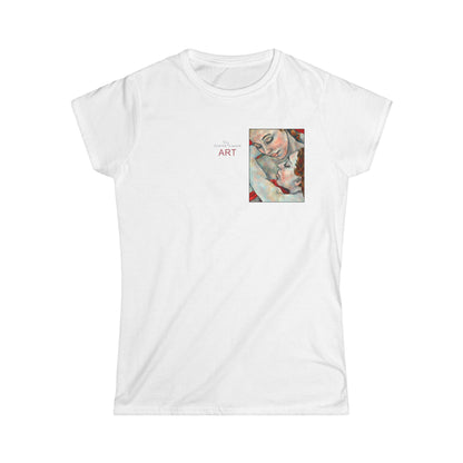 Women's Softstyle Tee - Motiv:  - Motiv: Front Nähe H 13,8 cm & Rückseite Nähe, Goldrahmen H 34,5 cm