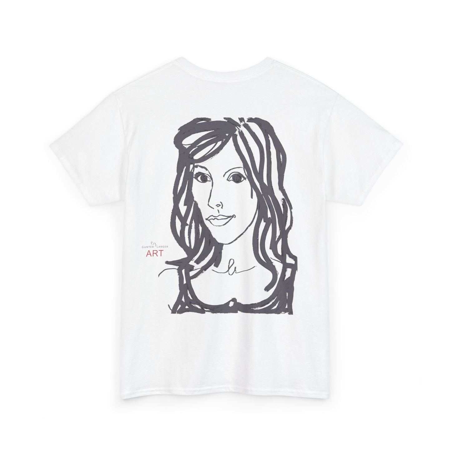 Unisex Heavy Cotton Tee - Motiv:  Front Esther ( grau, klein) & Rückseite Esther (grau), Neck Label