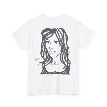 Unisex Heavy Cotton Tee - Motiv:  Front Esther ( grau, klein) & Rückseite Esther (grau), Neck Label