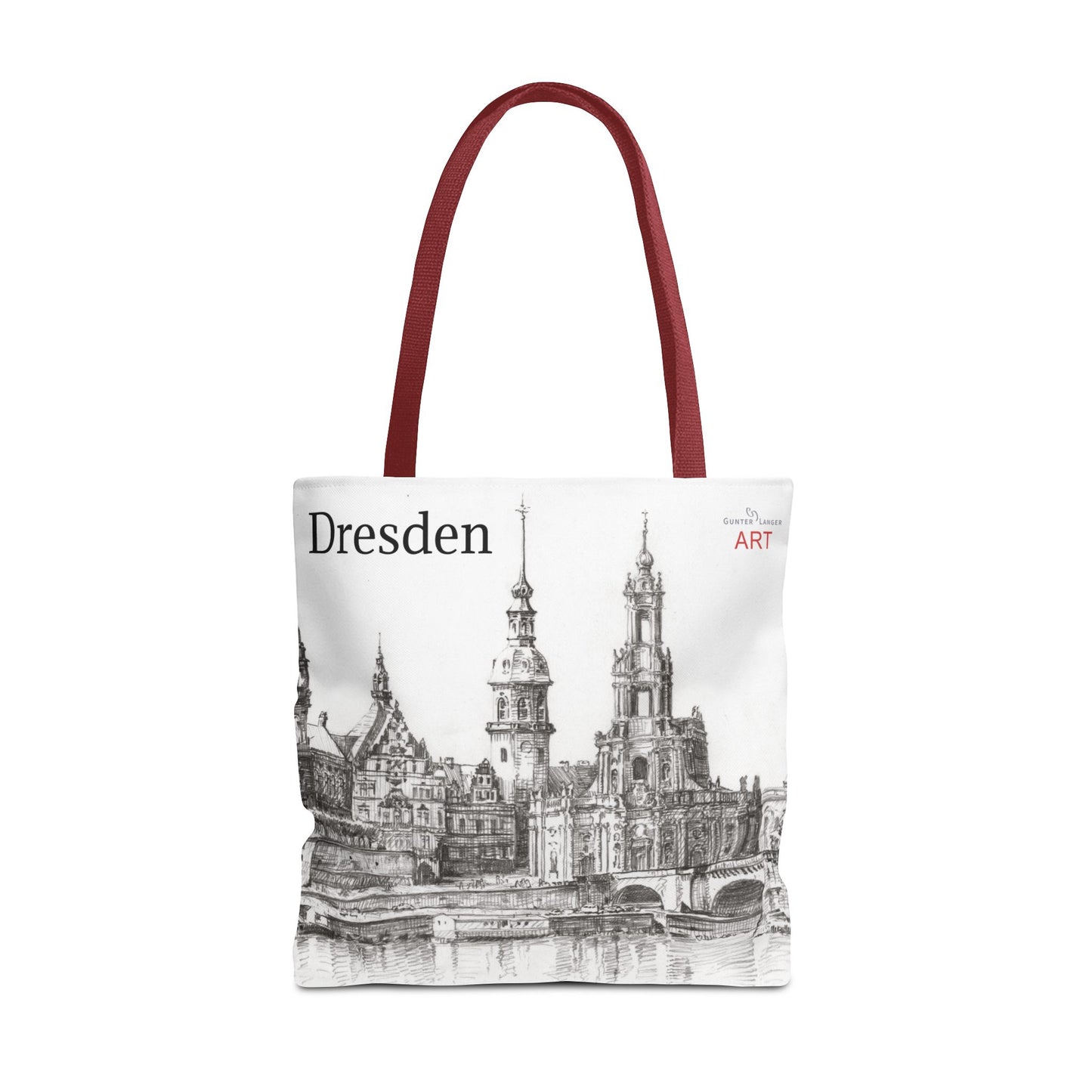 Tote Bag (AOP) - Motiv: Dresden -  Terrassenufer Hofkirche Schloß A01, Bleistift