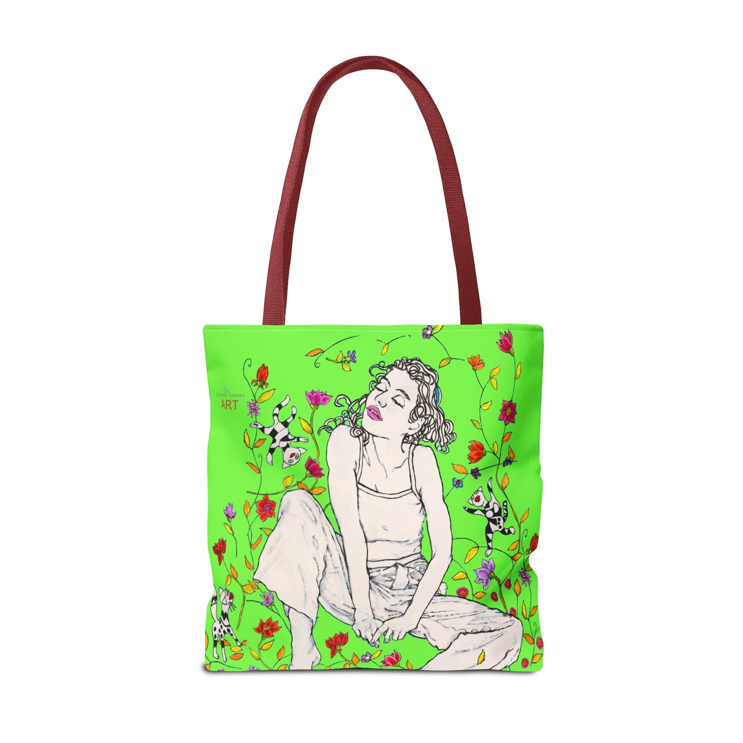 Tote Bag (AOP) - Motiv: Carolin sw auf grün