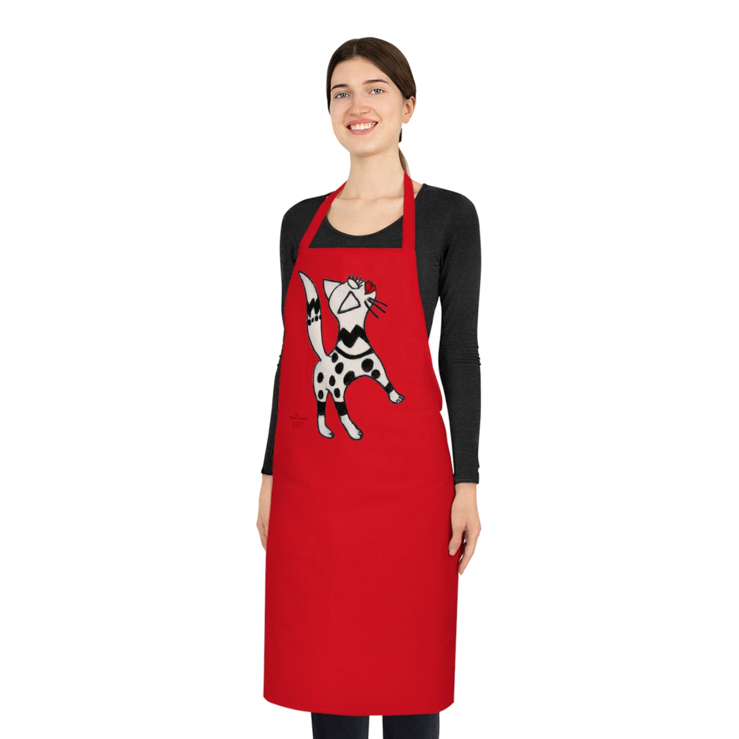 Cotton Apron - Motiv: Katze steht, H 31,64 cm