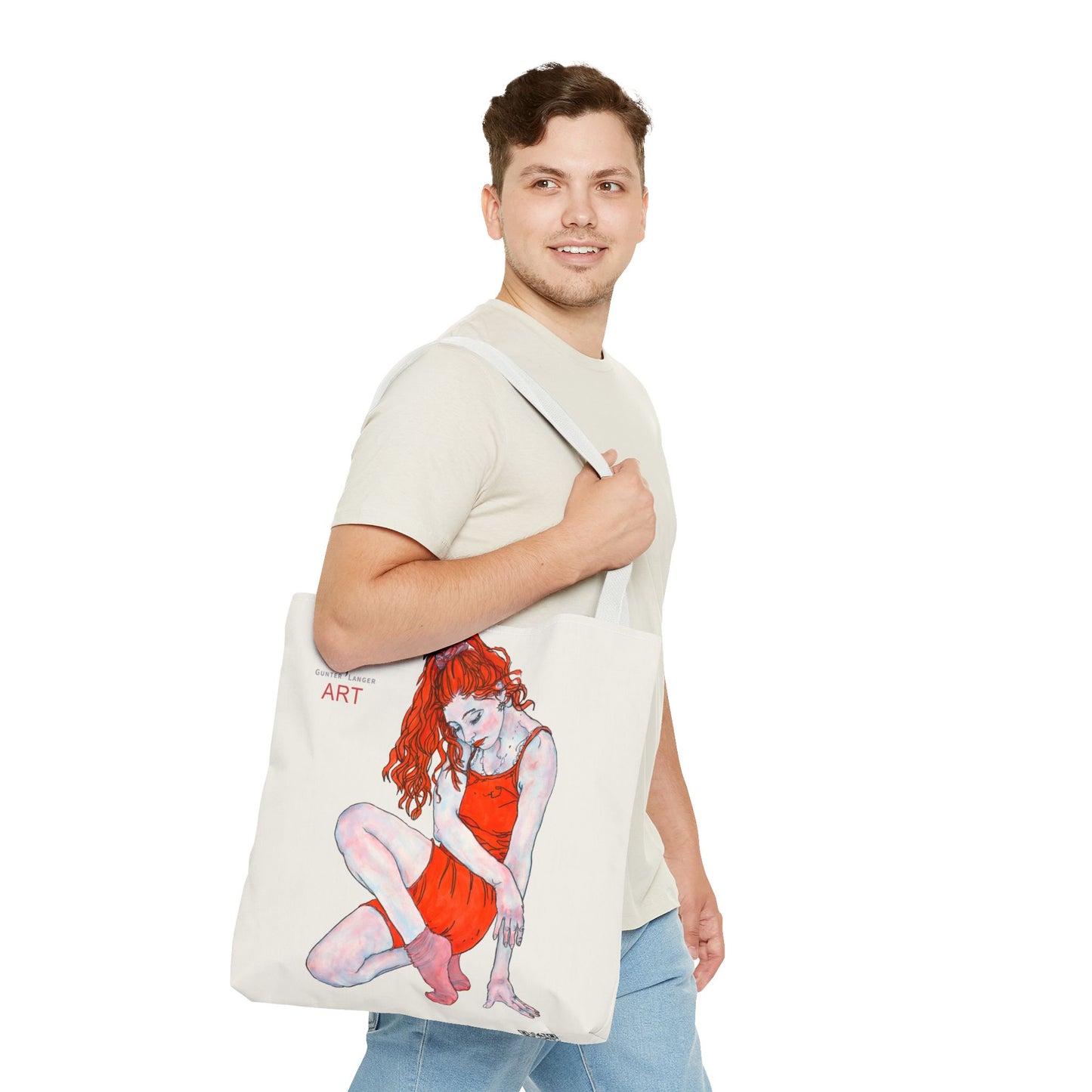 Tote Bag (AOP) - Motiv: Front Julia & Rückseite Julia 41,44cm Beige