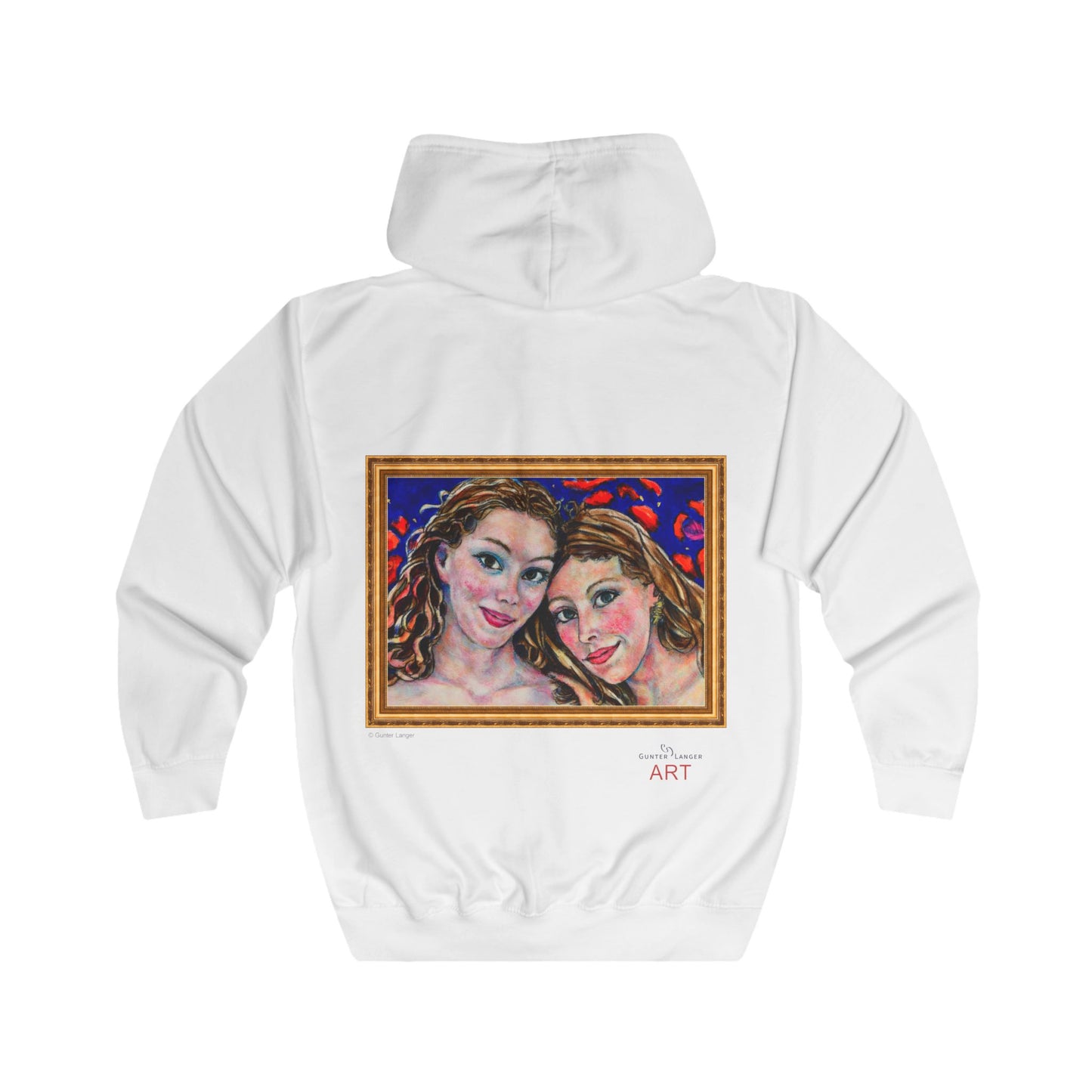 Unisex Full Zip Hoodie - Motiv: Front Augen & Rückseite Freundinnen, H 29,5 cm