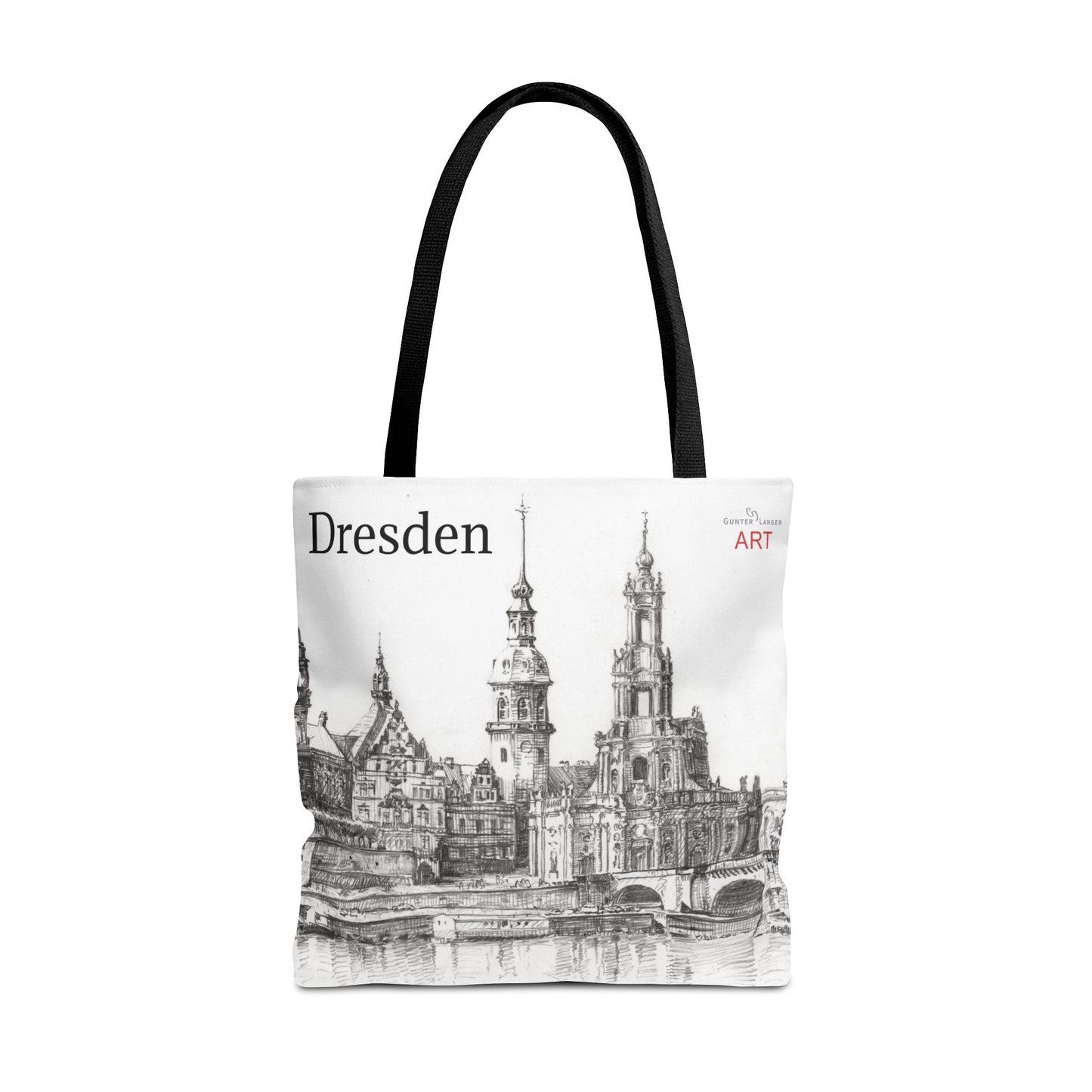 Tote Bag (AOP) - Motiv: Dresden -  Terrassenufer Hofkirche Schloß A01, Bleistift