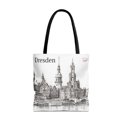 Tote Bag (AOP) - Motiv: Dresden -  Terrassenufer Hofkirche Schloß A01, Bleistift