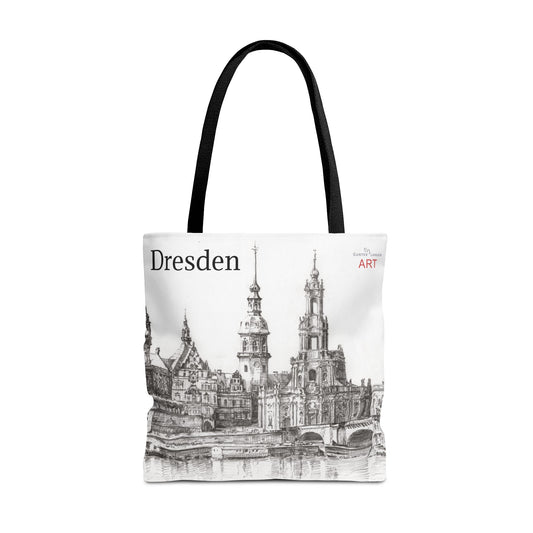 Tote Bag (AOP) - Motiv: Dresden -  Terrassenufer Hofkirche Schloß A01, Bleistift