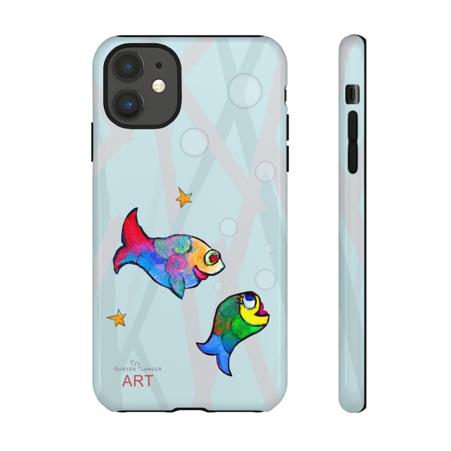 Tough Cases - iPhone - Motiv: "Fische", Mikado blau
