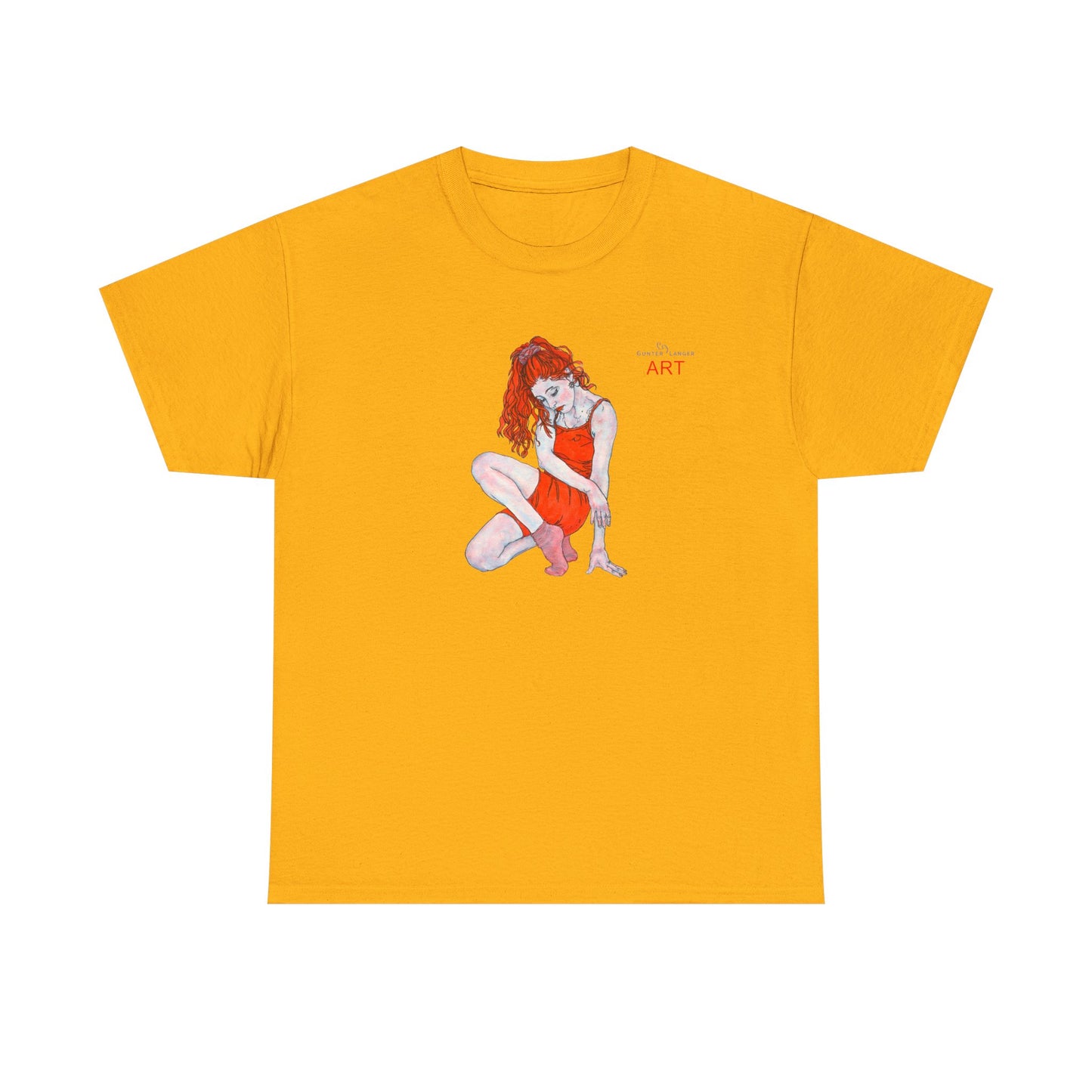 Unisex Heavy Cotton Tee - Motiv:  Front Julia, H25 cm & Rückseite Julia, H 49 cm