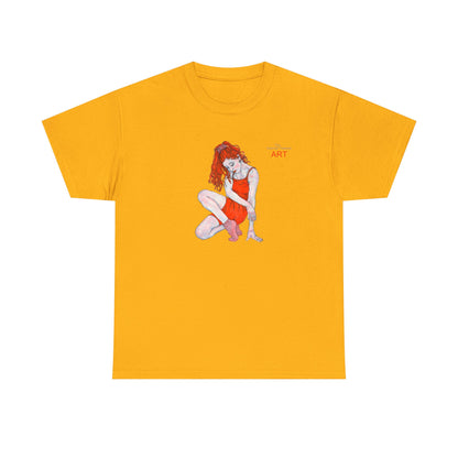 Unisex Heavy Cotton Tee - Motiv:  Front Julia, H25 cm & Rückseite Julia, H 49 cm