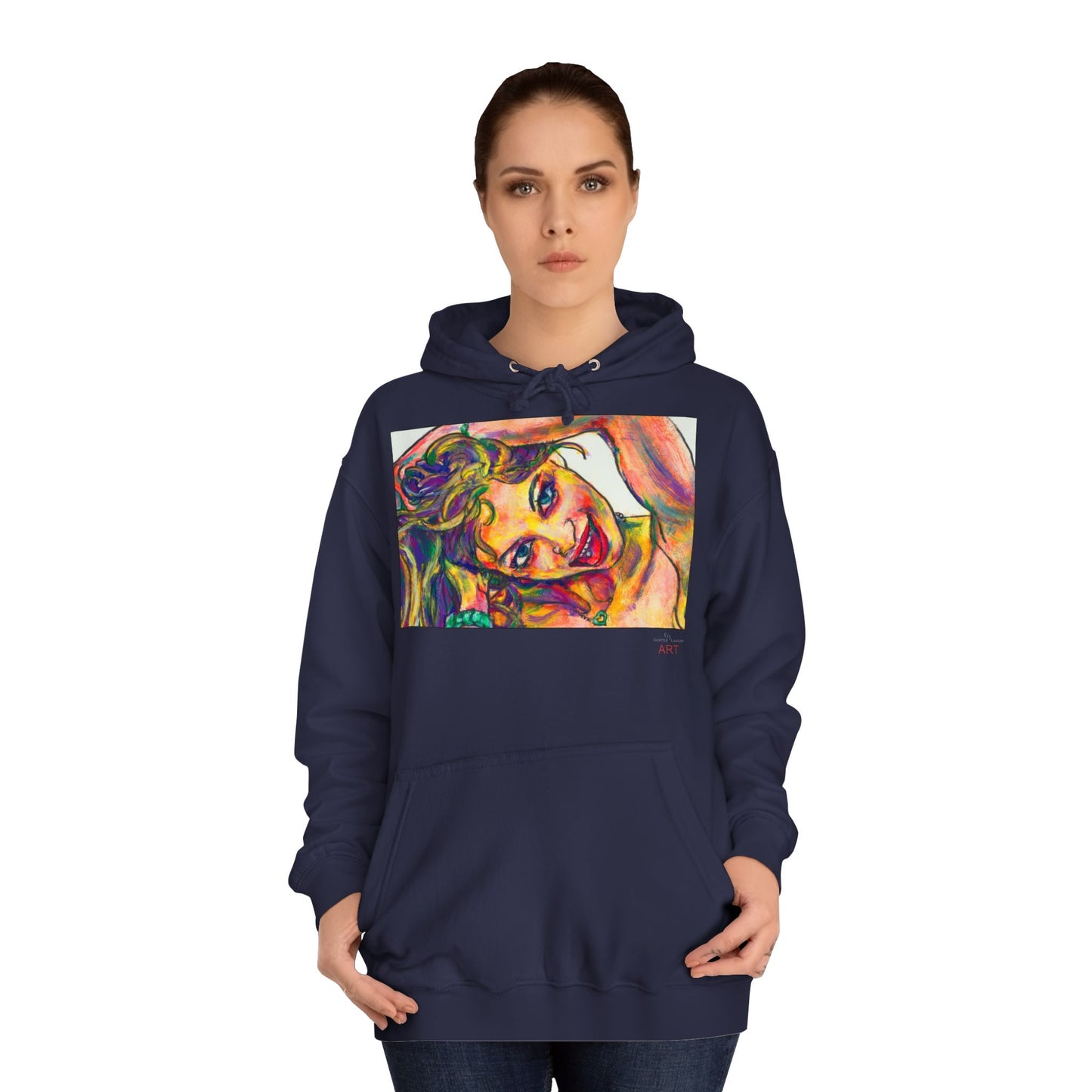 Unisex College Hoodie - Motiv: Frontseite Emma, H24 cm & Rückseite Emma, H28 cm