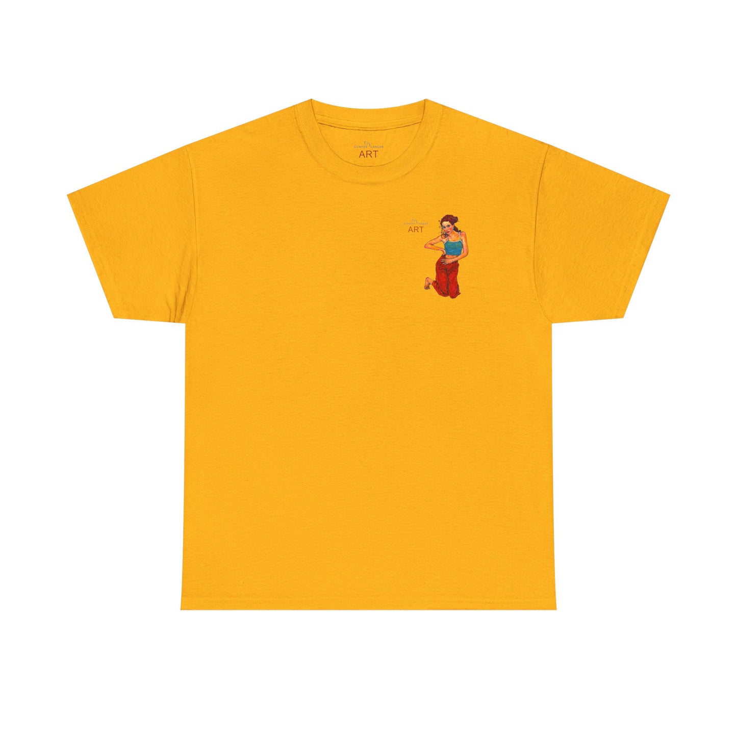 Unisex Heavy Cotton Tee - Motiv: Front, Lea, Ranken, H 13cm & Rückseite, Lea, Ranken, H 40,45 cm, Neck Label