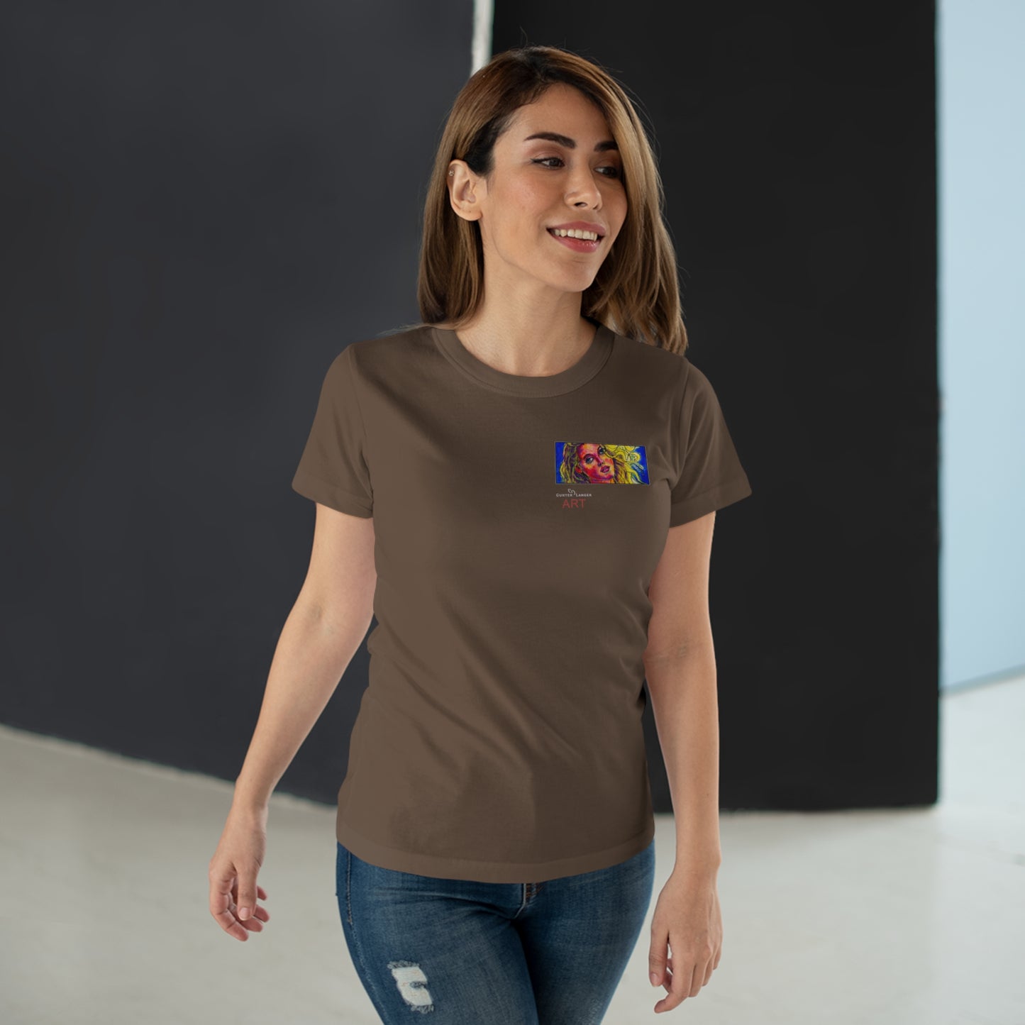 Single Jersey Women's T-shirt - dunkel - Motiv: Mascha, H 5 cm