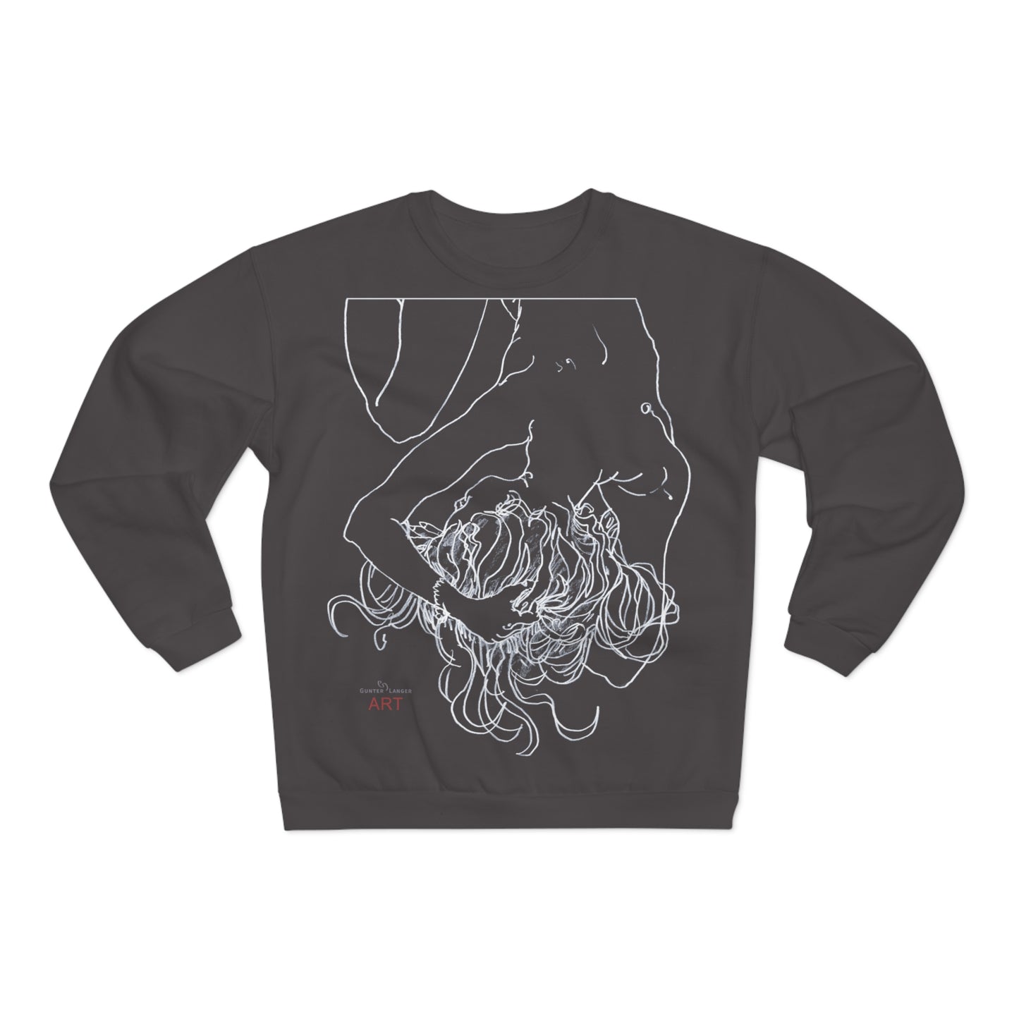 Unisex Crew Neck Sweatshirt (EU) - Motiv: Front Alisha (Ausschnitt H 49 cm) & Rückseite Alisha, H 49 cm (weiß)