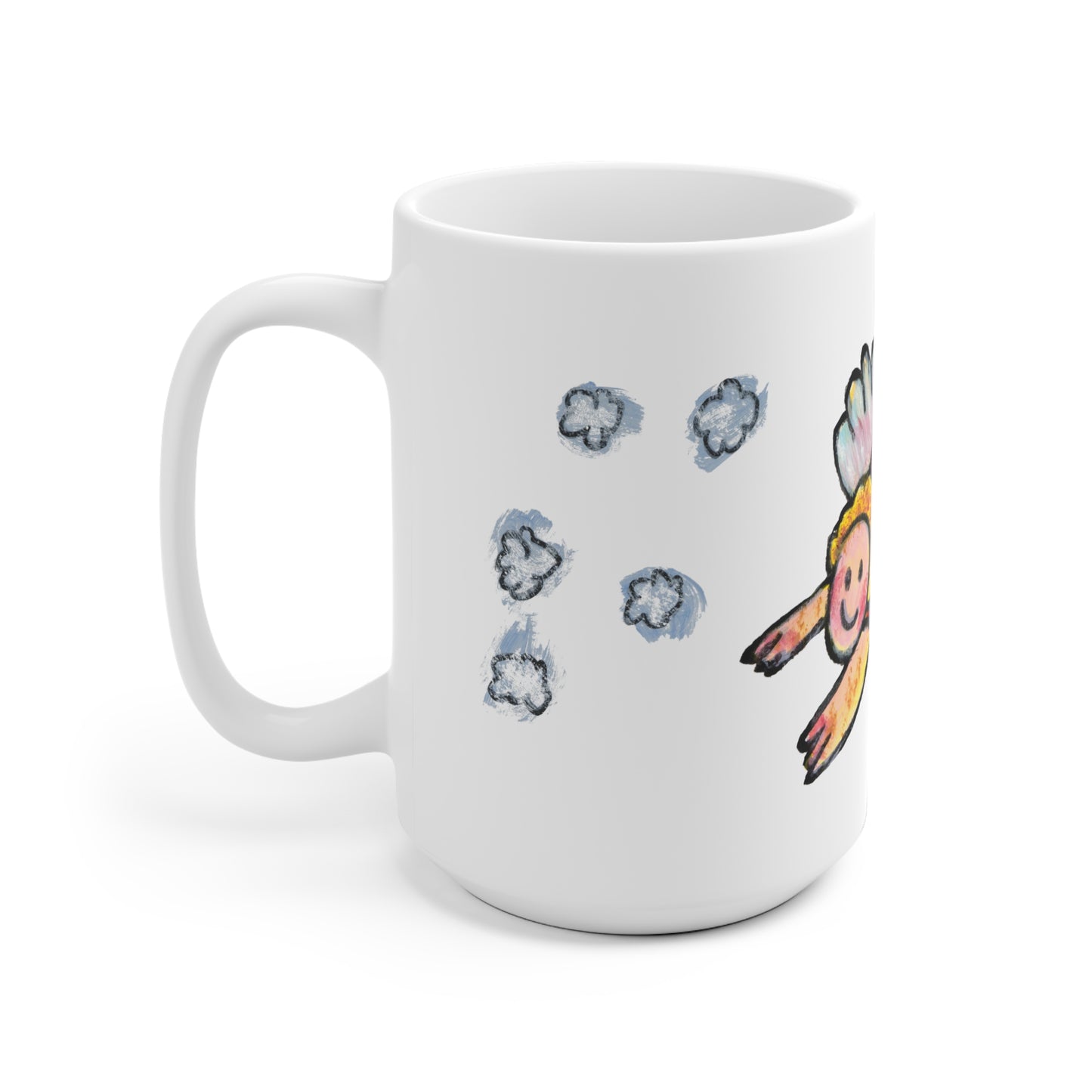 Ceramic Mug (EU) - Motiv: Engel 3 mit Schneeflocken