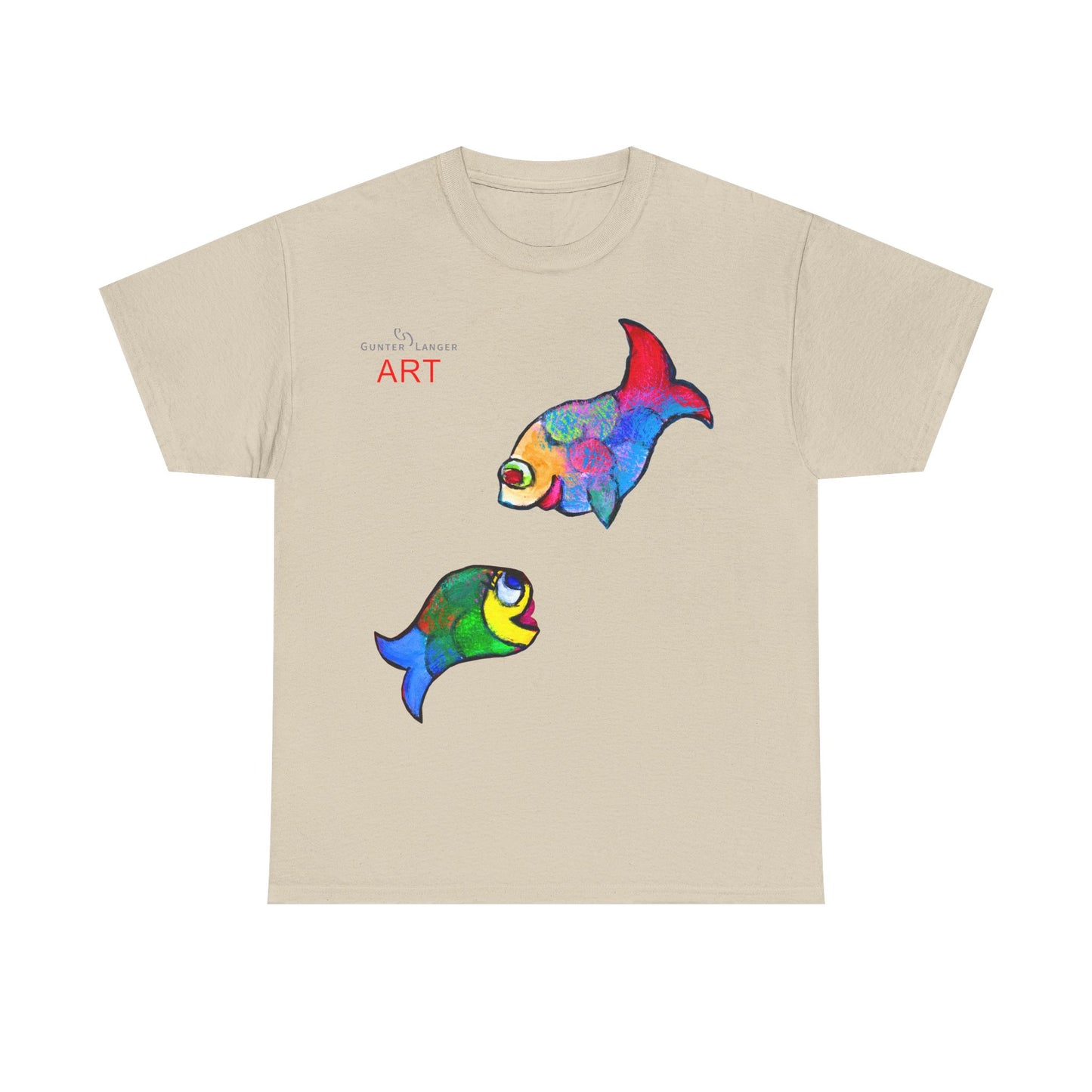 Unisex Heavy Cotton Tee - Motiv: Front Zwei Fische zueinander