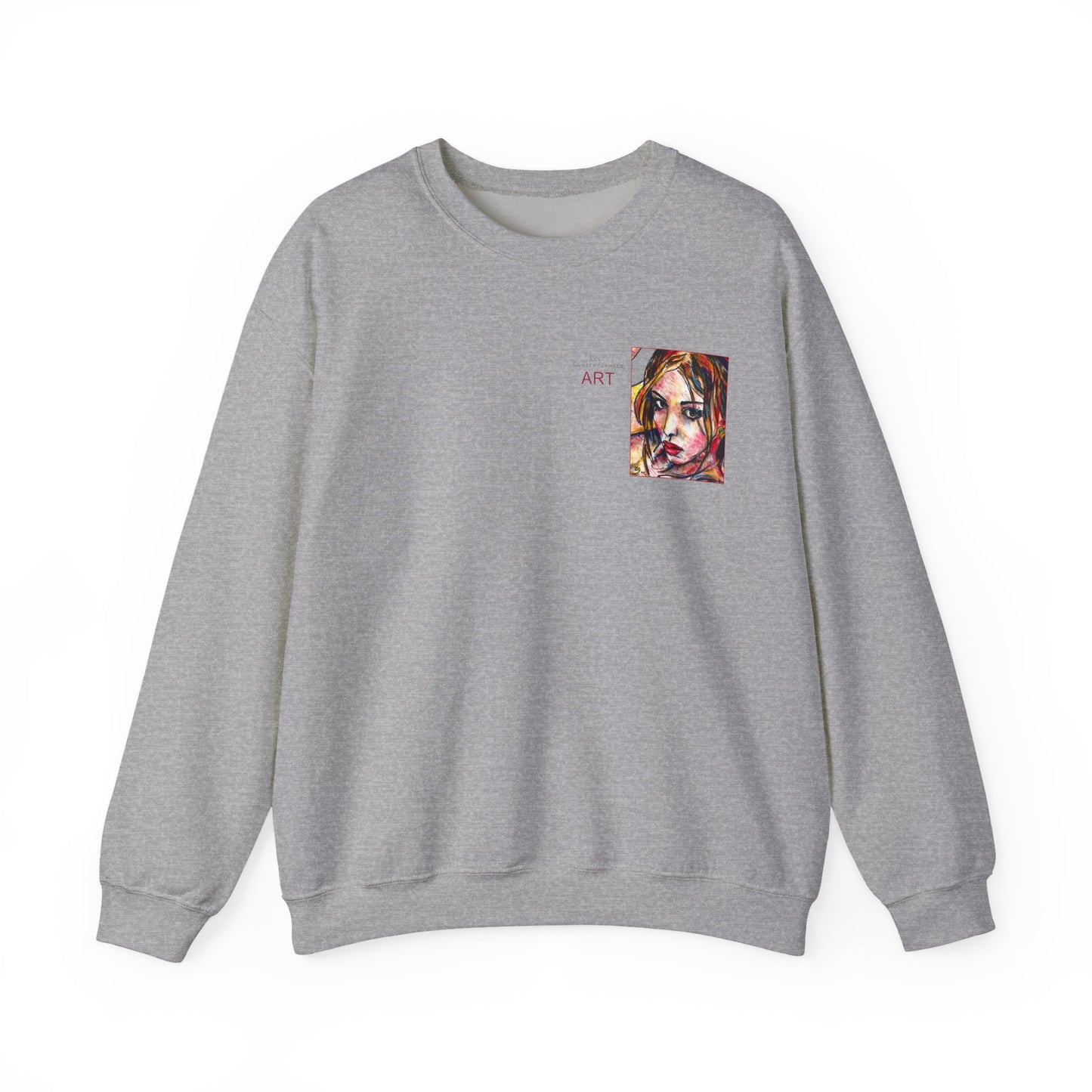 Unisex Heavy Blend™ Crewneck Sweatshirt - Motiv: Front Camilla (H 11,4 cm) & Rückseite Camilla / Leni, H 41 cm