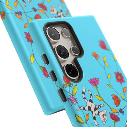 Tough Cases - Google Pixel - Samsung Galaxy - Motiv: Karierte Katzen, blau