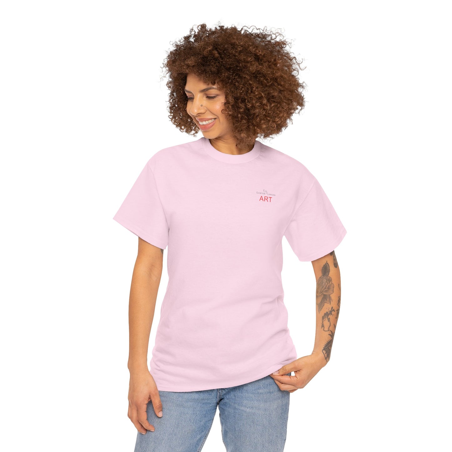 Unisex Heavy Cotton Tee - Motiv: Front Logo & Rückseite Lina, Neck Label