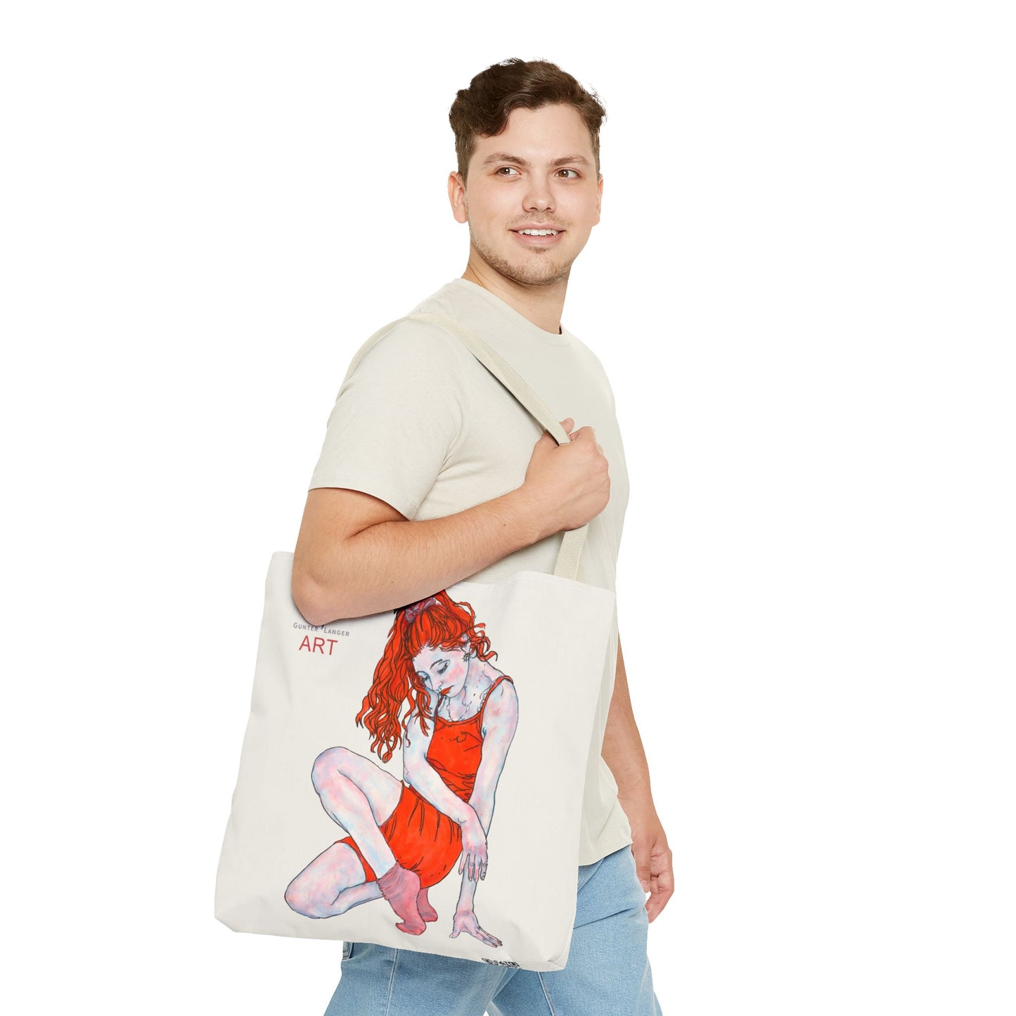 Tote Bag (AOP) - Motiv: Front Julia & Rückseite Julia 41,44cm Beige