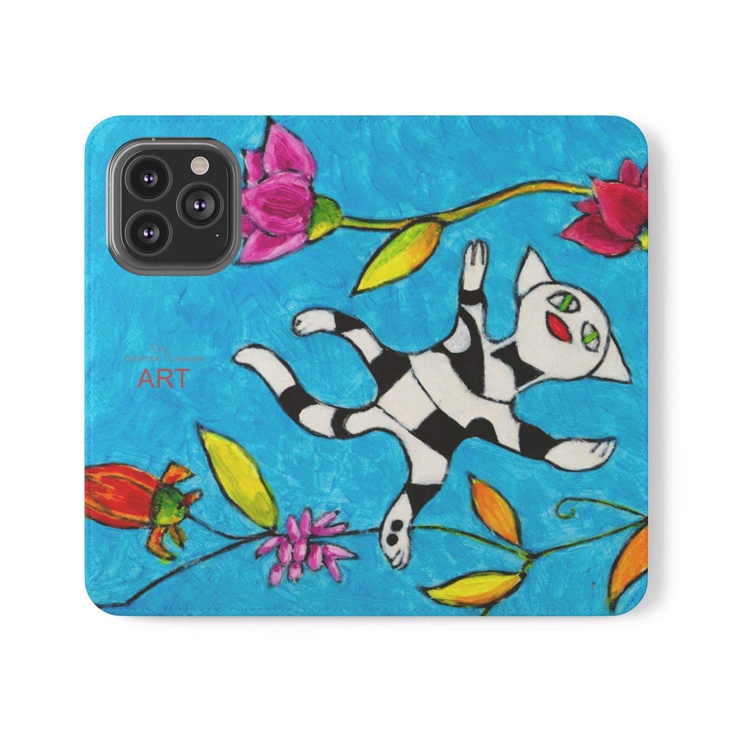 Flip Cases - Motiv: Gescheckte Katze schwebt