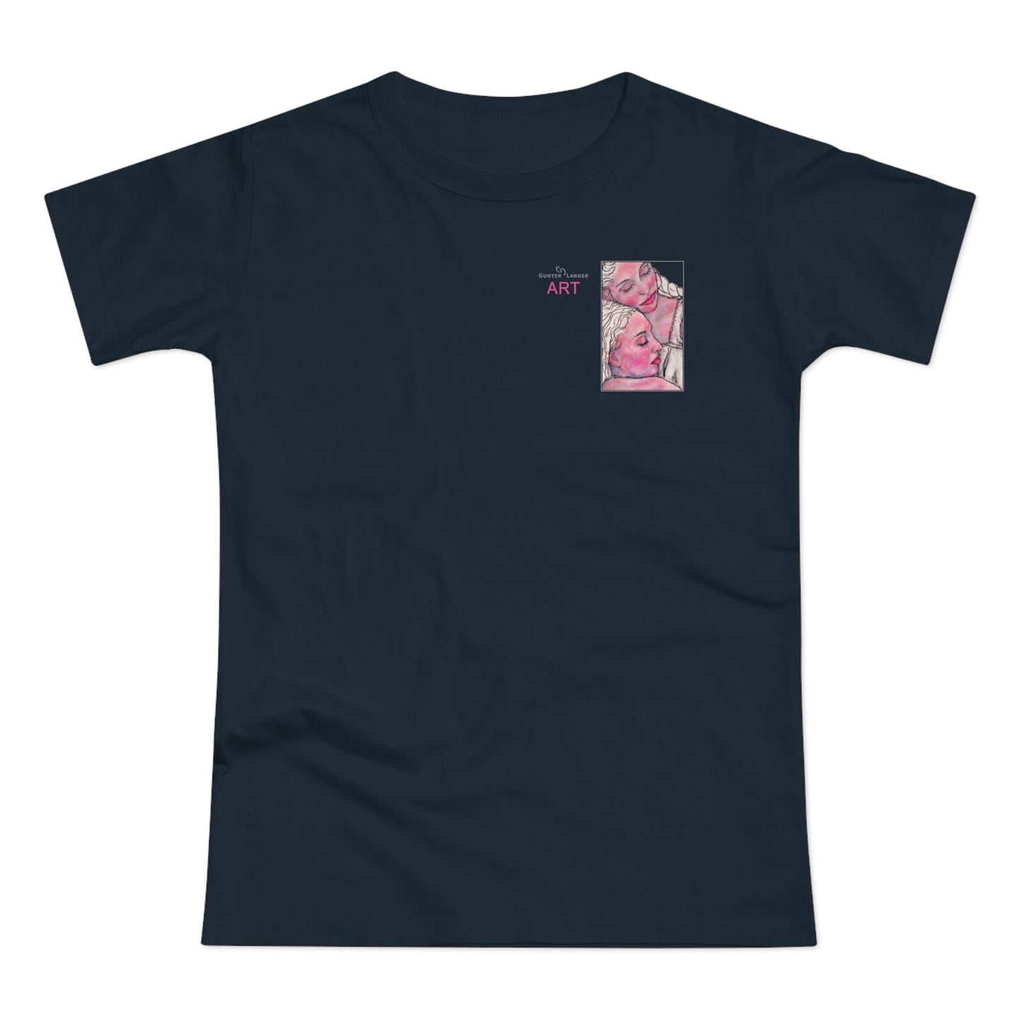 Single Jersey Women's T-shirt - dunkel - Motiv: Zuflucht, Ausschnitt, H 10 cm