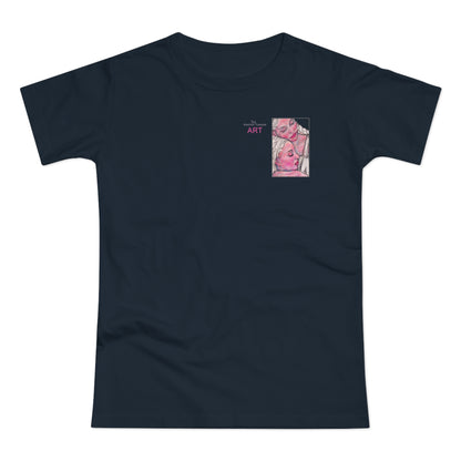 Single Jersey Women's T-shirt - dunkel - Motiv: Zuflucht, Ausschnitt, H 10 cm
