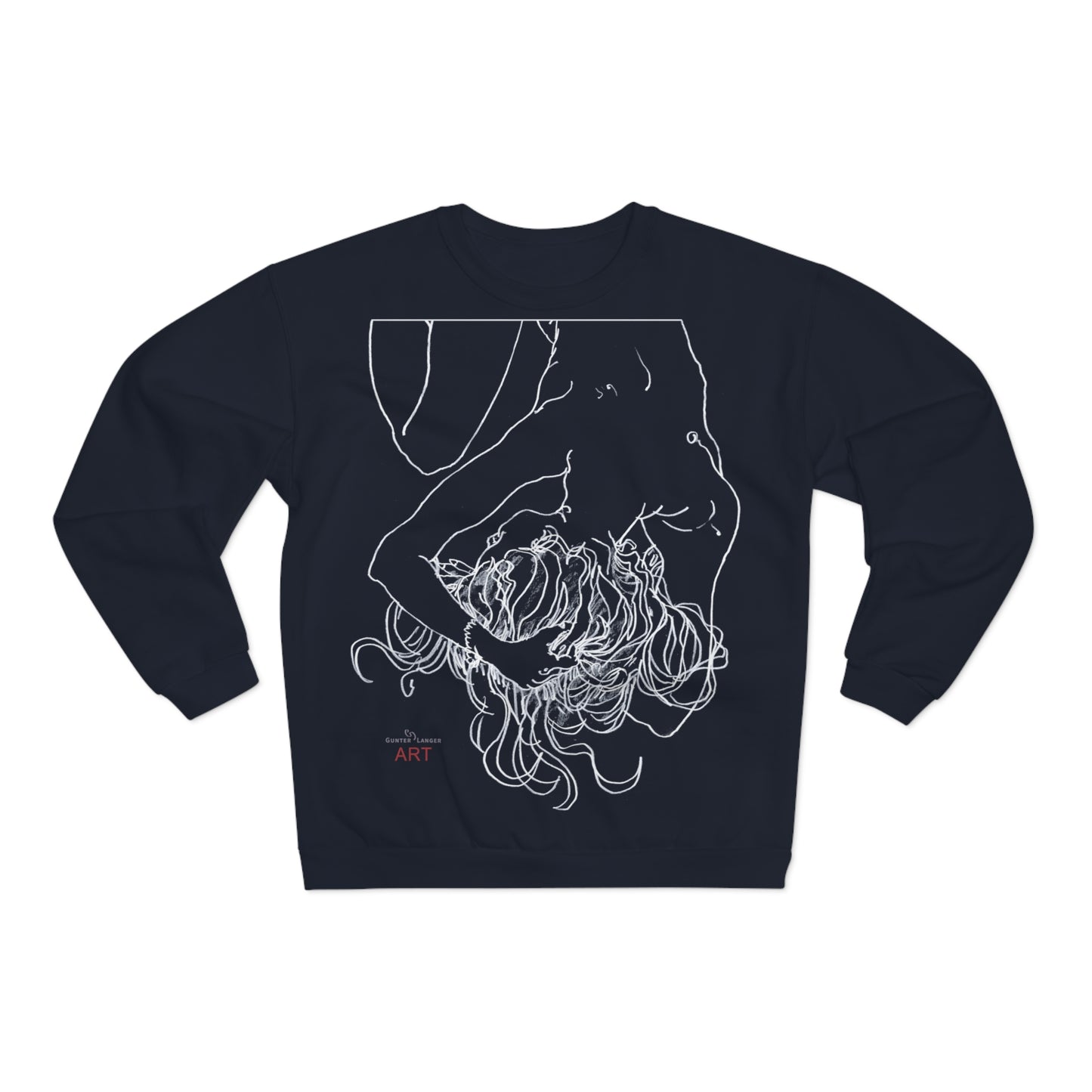 Unisex Crew Neck Sweatshirt (EU) - Motiv: Front Alisha (Ausschnitt H 49 cm) & Rückseite Alisha, H 49 cm (weiß)
