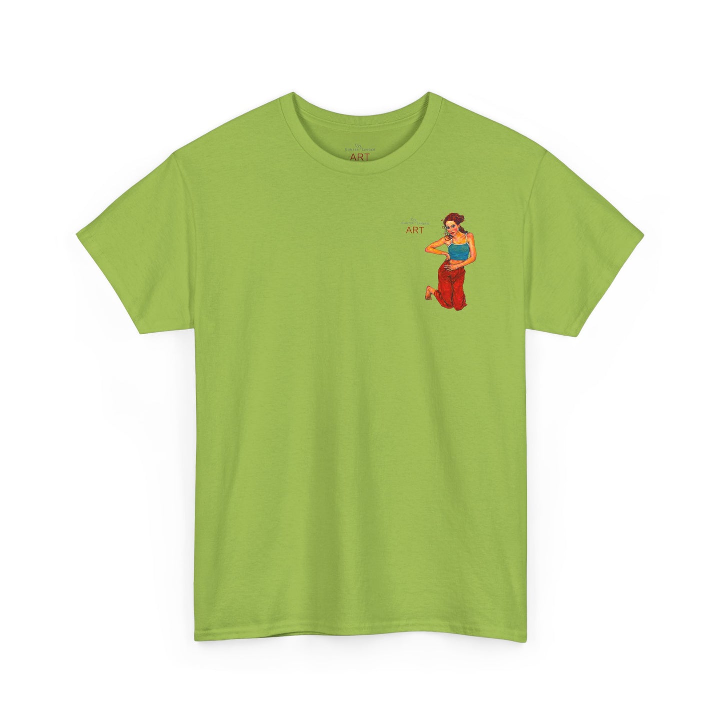 Unisex Heavy Cotton Tee - Motiv: Front, Lea, Ranken, H 13cm & Rückseite, Lea, Ranken, H 40,45 cm, Neck Label