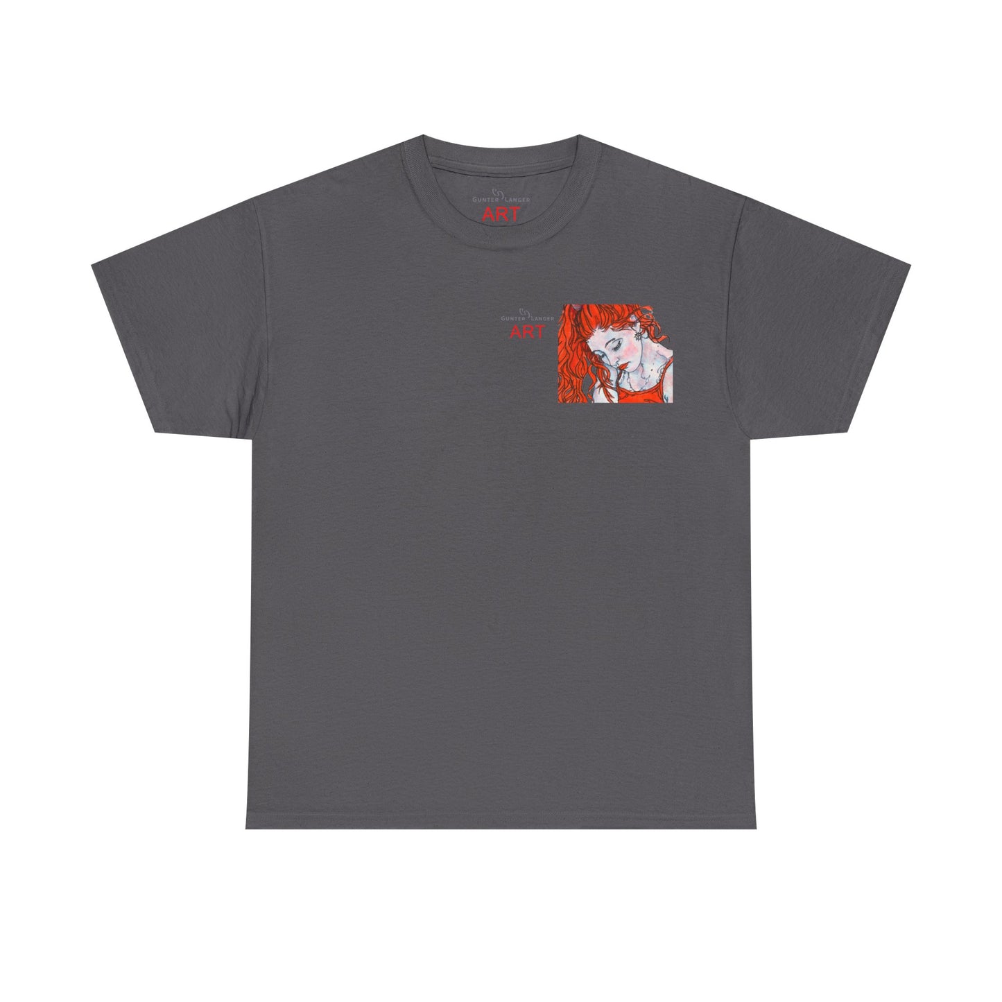 Unisex Heavy Cotton Tee - Motiv:  Front Julia, Ausschnitt & Rückseite Julia, H 49 cm, Aura, N-Label