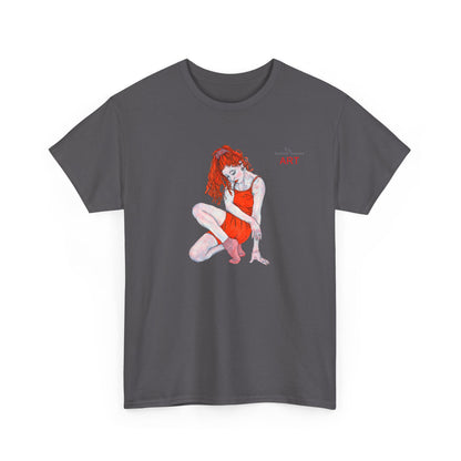 Unisex Heavy Cotton Tee - Motiv:  Front Julia, H25 cm & Rückseite Julia, H 49 cm