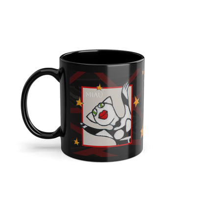 Black Coffee Cup, 11oz - Motiv: Miau, Kasten & Mikado Schwarz 2