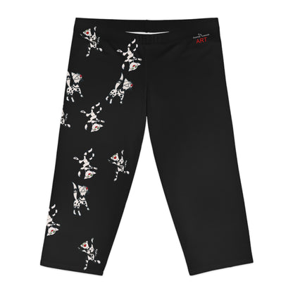 Women's Capri Leggings (AOP) -  Motiv Katzen fliegen, schwarz