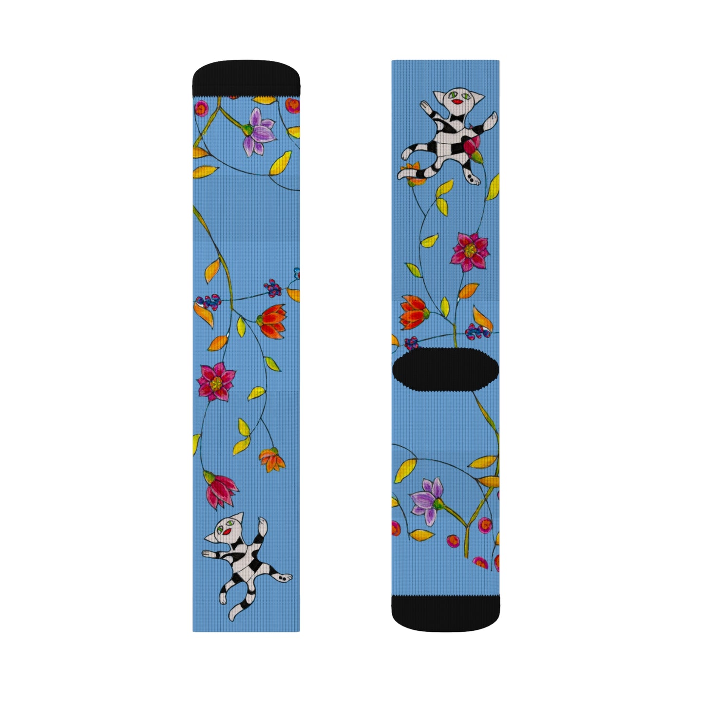 Sublimation Socks - Motiv: Katzen und Ranken