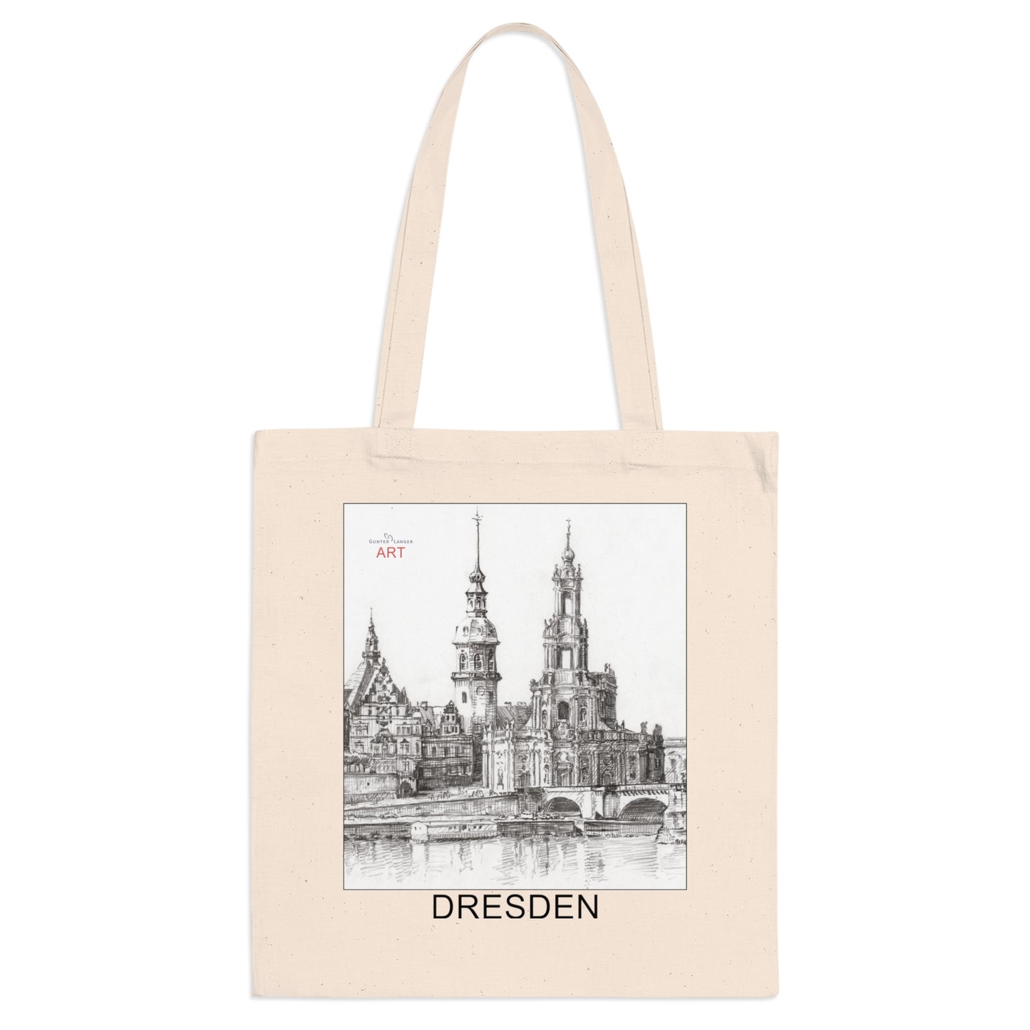 Tote Bag - Motiv: Dresden, Stadtansicht mit Hofkirche, Schloss/Hausmannsturm und Georgentor