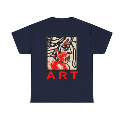 Unisex Heavy Cotton Tee - Motiv: Front, Ria mit Art Rot, H 40 cm