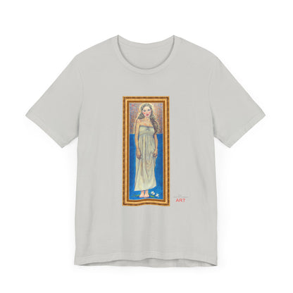 Unisex Jersey Short Sleeve Tee - Motiv: Front Marie, H 35,5 cm Goldrahmen