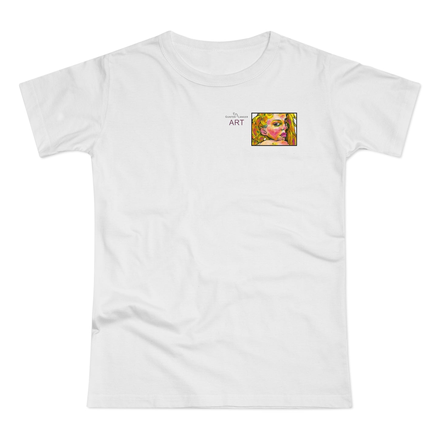 Single Jersey Women's T-shirt - hell - Motiv: Romina, Ausschnitt, H 6 cm