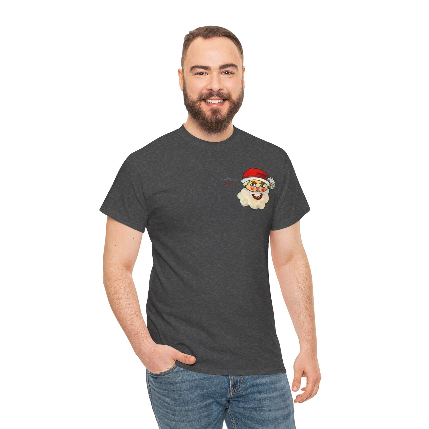 Unisex Heavy Cotton Tee - Motiv: Weihnachtsmann, H 13 cm