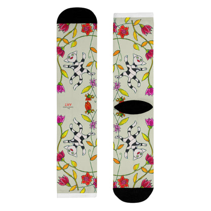 Sublimation Crew Socks (EU) - Motiv: Katze fliegt durch Ranken M