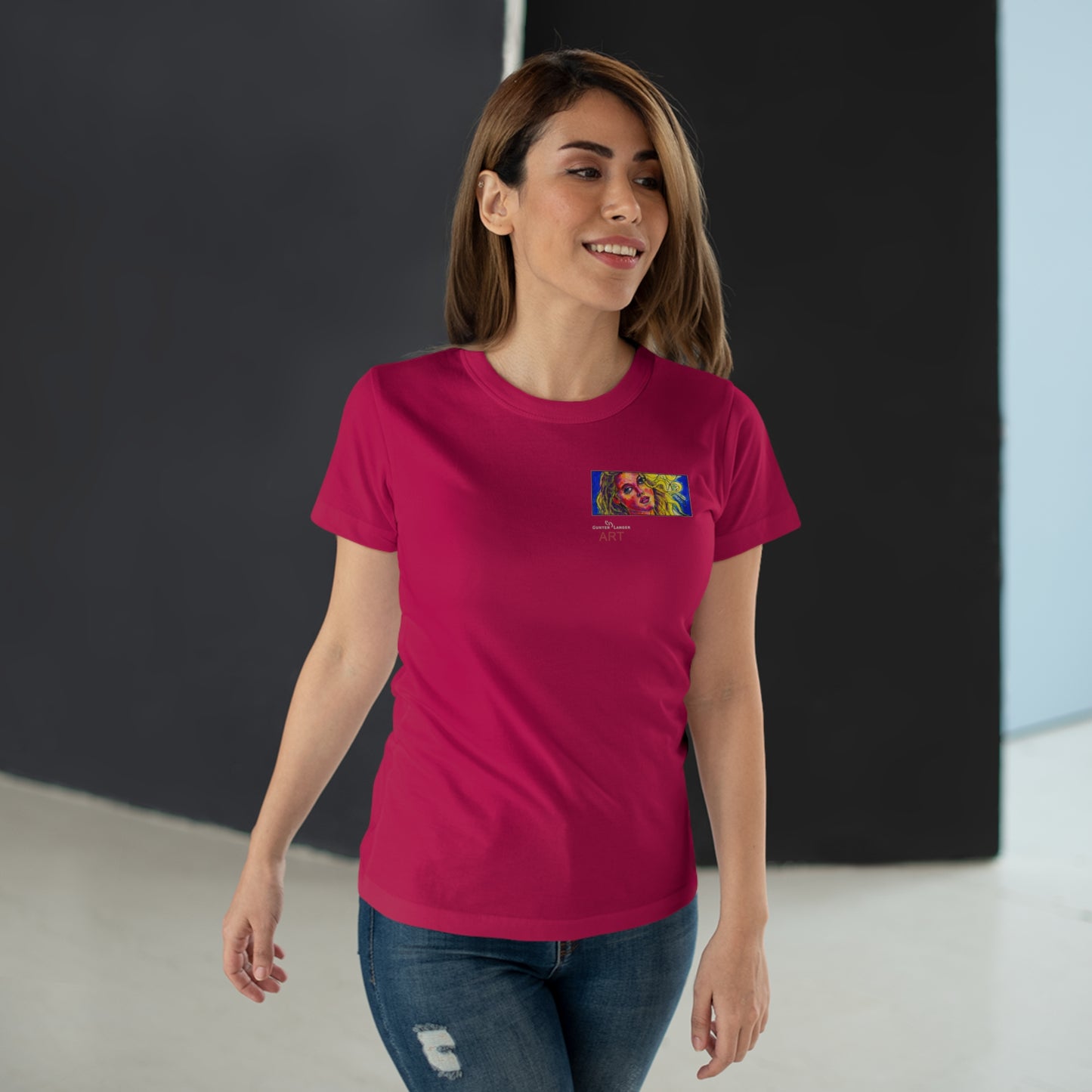 Single Jersey Women's T-shirt - dunkel - Motiv: Mascha, H 5 cm