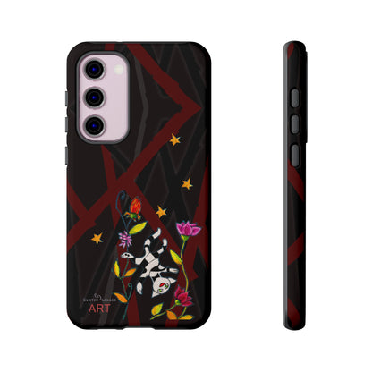 Tough Cases - Google Pixel - Samsung Galaxy - Motiv: Katze schwebt und Ranken, H 7,73 cm, Mikado3