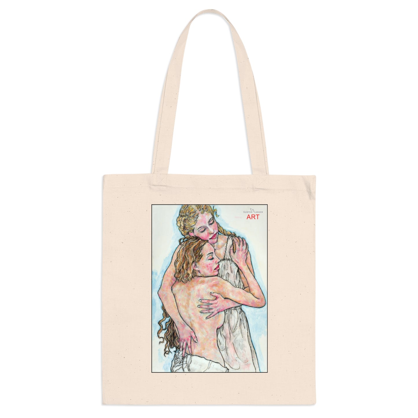 Tote Bag - Mutter und Tochter - Motiv: Geborgenheit, einseitig bedruckt, H 30,5 cm
