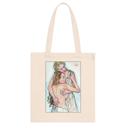 Tote Bag - Mutter und Tochter - Motiv: Geborgenheit, einseitig bedruckt, H 30,5 cm