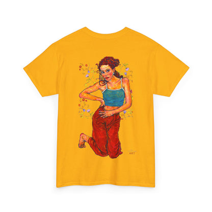 Unisex Heavy Cotton Tee - Motiv: Front, Lea, Ranken, H 13cm & Rückseite, Lea, Ranken, H 40,45 cm, Neck Label
