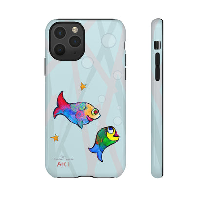 Tough Cases - iPhone - Motiv: "Fische", Mikado blau