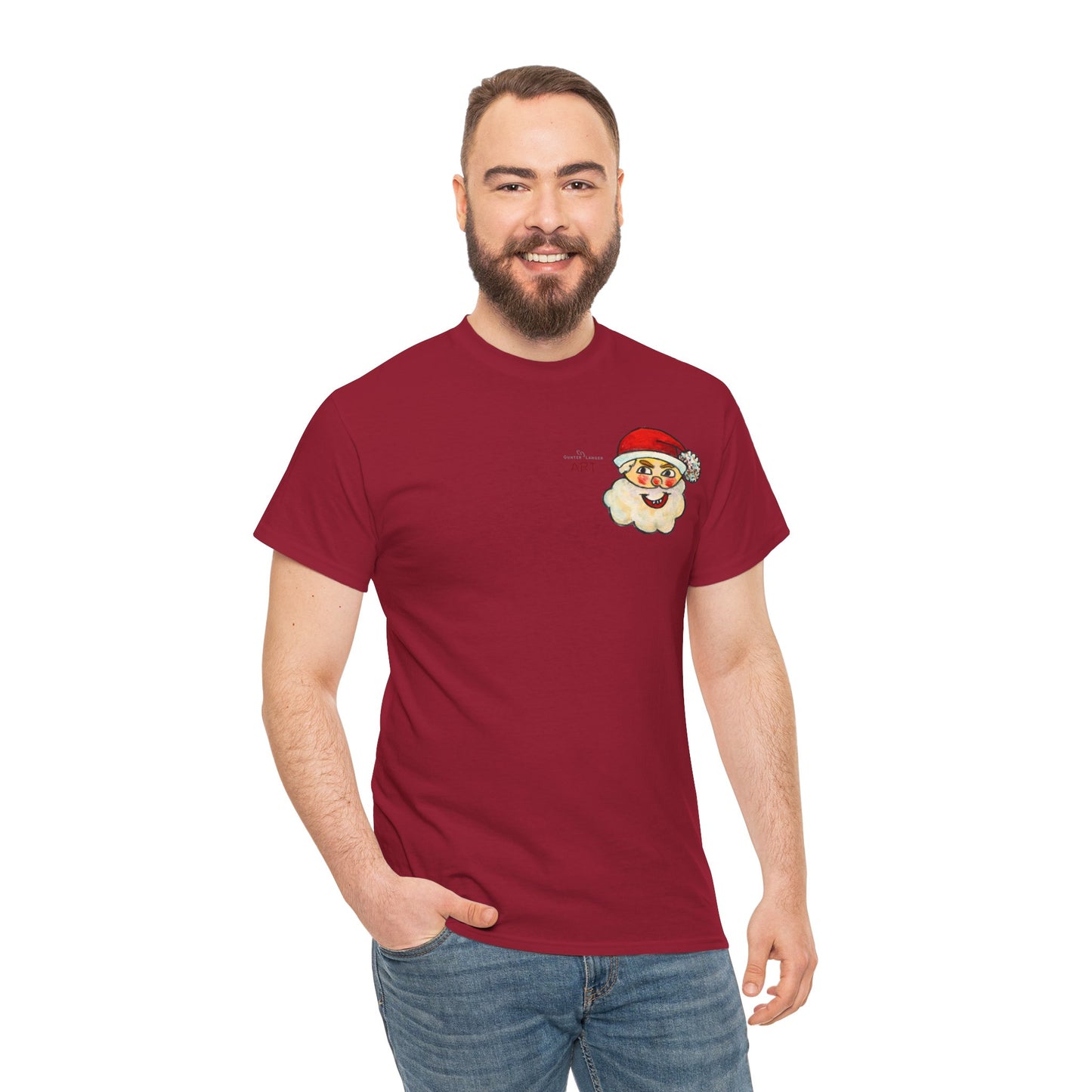 Unisex Heavy Cotton Tee - Motiv: Weihnachtsmann, H 13 cm