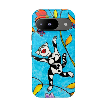 Tough Cases - Google Pixel - Samsung Galaxy - Motiv: Karierte Katze hüpft